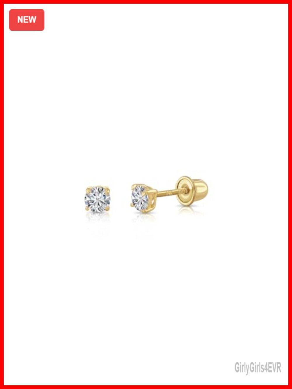 14K Yellow Gold Lab-Grown Diamond Solitaire Stud Earrings Screw-Back